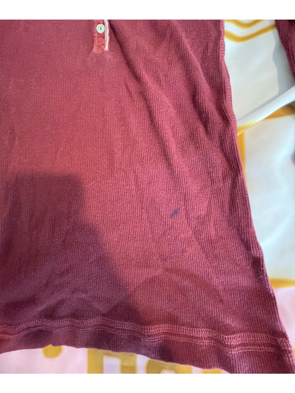Abercrombie & Fitch Ribbed Henley Top - Wine - Picture 4 of 4